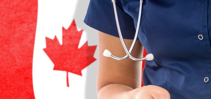 canada flag female doctor