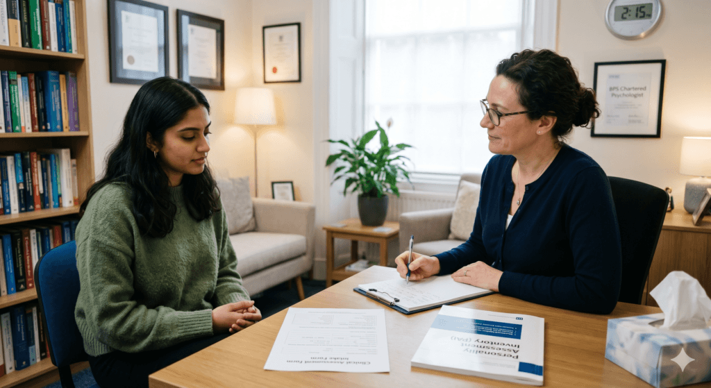 immigration psychologist is taking a session with client