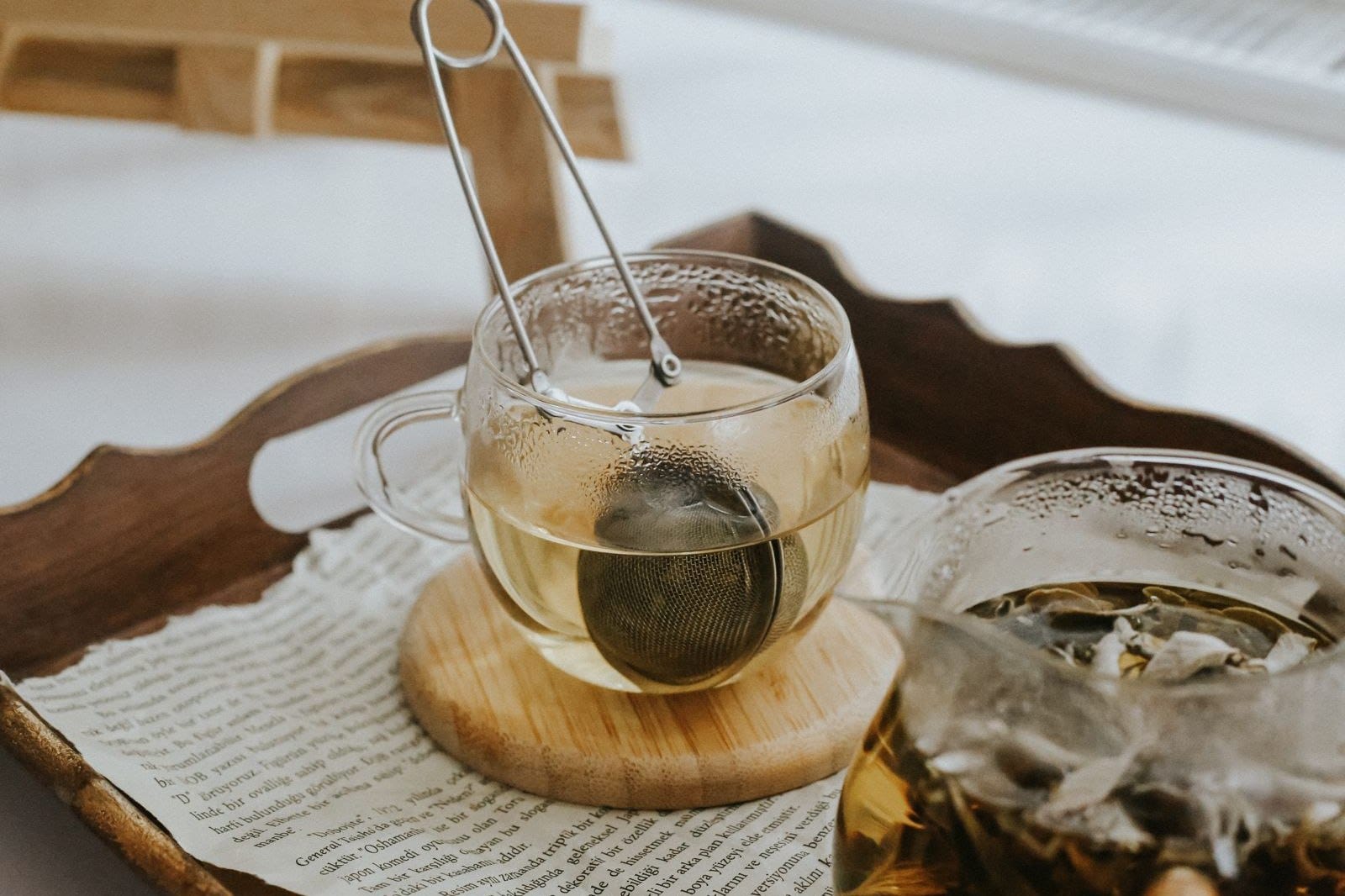 Warm herbal infusion as part of a calming wellness routine