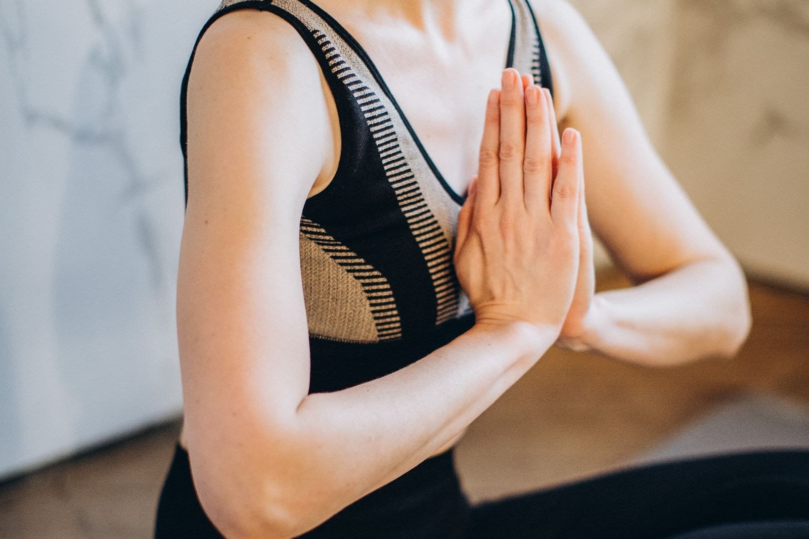 Woman practising calming breathwork